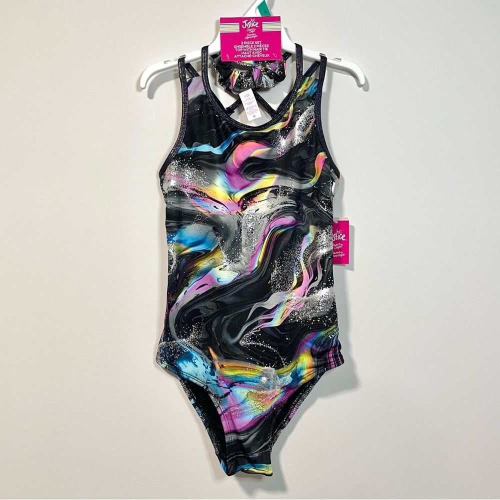 🟡2/$30 NEW Justice Dance/Gymnastics Leotard w/ Hair Scrunchie (size L & XL)